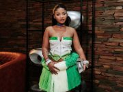 Zee Nxumalo faces criticism from social media users over green and white wedding attire