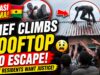 Suspected Thief Climbs Rooftop To Escape Angry Residents In Kumasi (VIDEO)