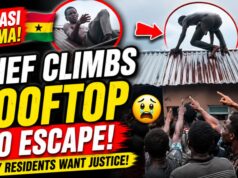 Suspected Thief Climbs Rooftop To Escape Angry Residents In Kumasi (VIDEO)